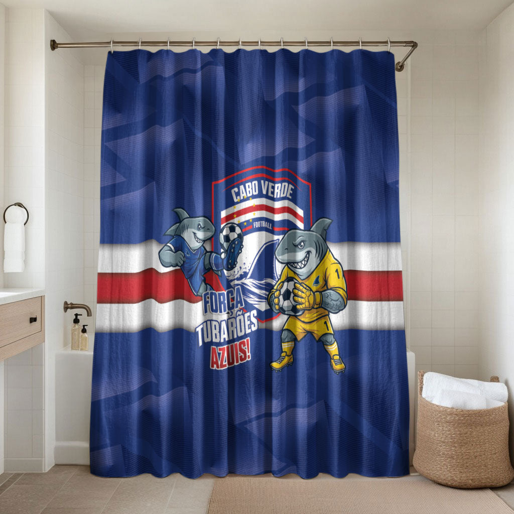 Cabo Verde Football 2026 Bathroom Set Forca Tubaroes Azuis