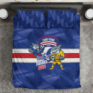 Cabo Verde Football 2026 Bedding Set Forca Tubaroes Azuis