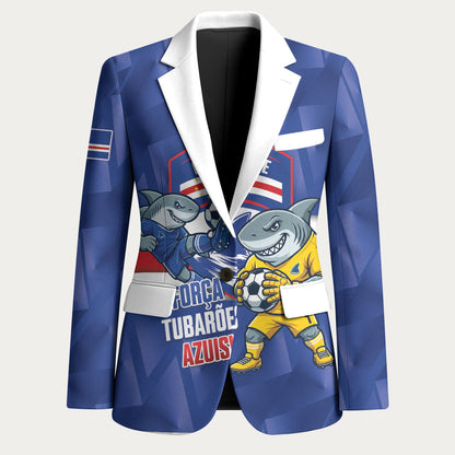 Cabo Verde Football 2026 Custom Blazer Forca Tubaroes Azuis