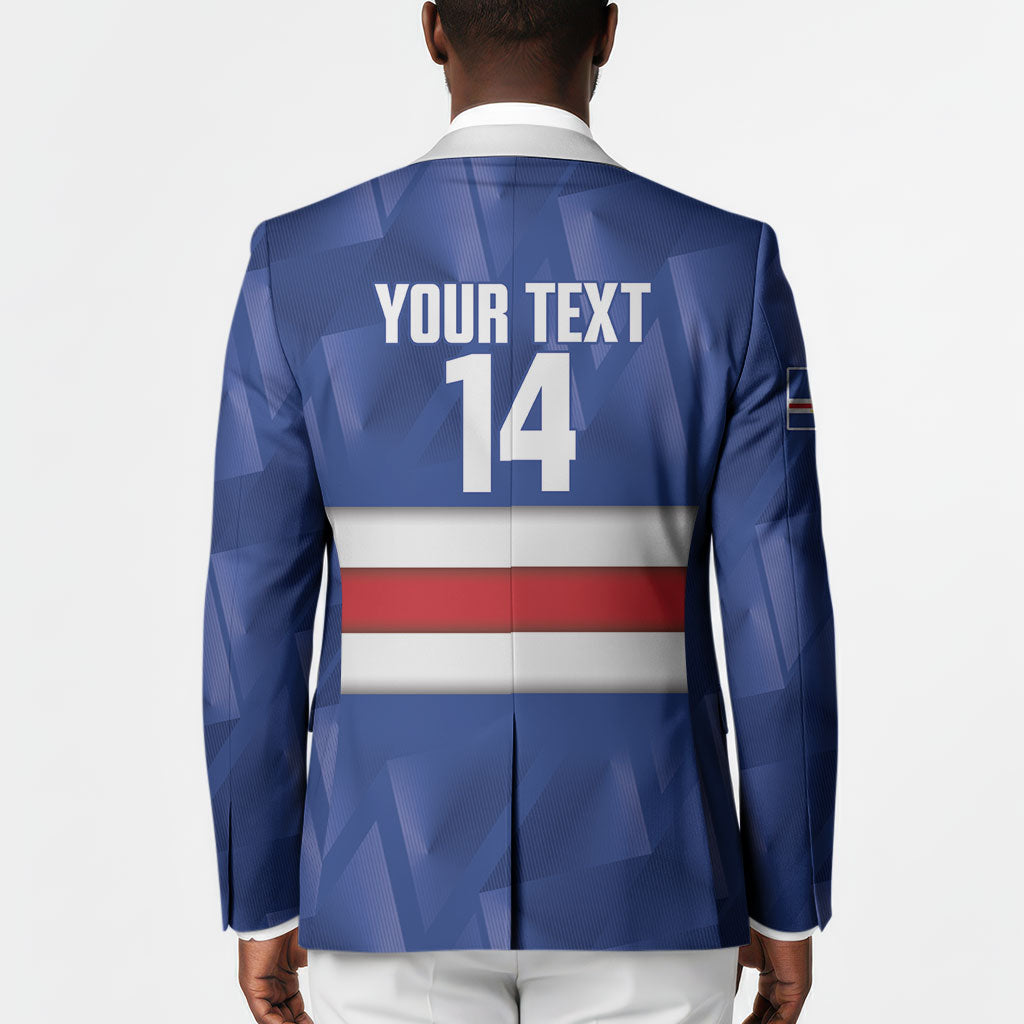 Cabo Verde Football 2026 Custom Blazer Forca Tubaroes Azuis