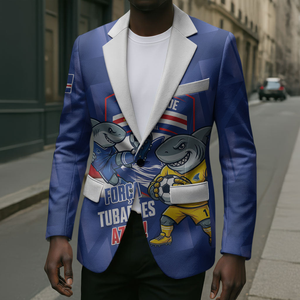 Cabo Verde Football 2026 Custom Blazer Forca Tubaroes Azuis