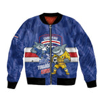 Cabo Verde Football 2026 Custom Bomber Jacket Forca Tubaroes Azuis