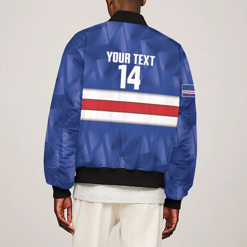 Cabo Verde Football 2026 Custom Bomber Jacket Forca Tubaroes Azuis