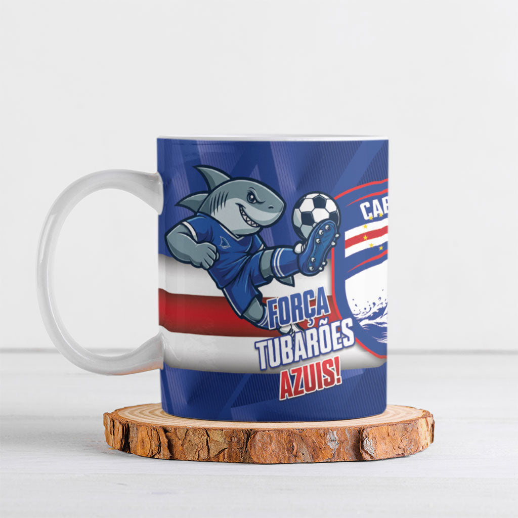 Cabo Verde Football 2026 Custom Ceramic Mug Forca Tubaroes Azuis