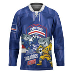 Cabo Verde Football 2026 Custom Hockey Jersey Forca Tubaroes Azuis