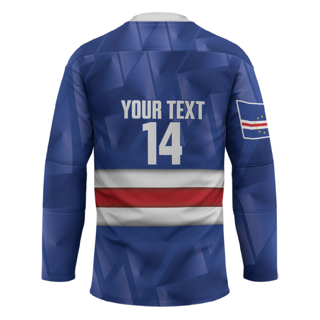 Cabo Verde Football 2026 Custom Hockey Jersey Forca Tubaroes Azuis