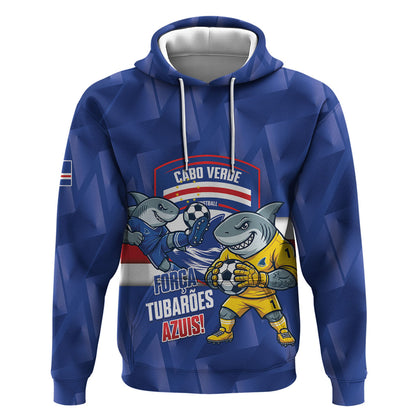 Cabo Verde Football 2026 Custom Hoodie Forca Tubaroes Azuis