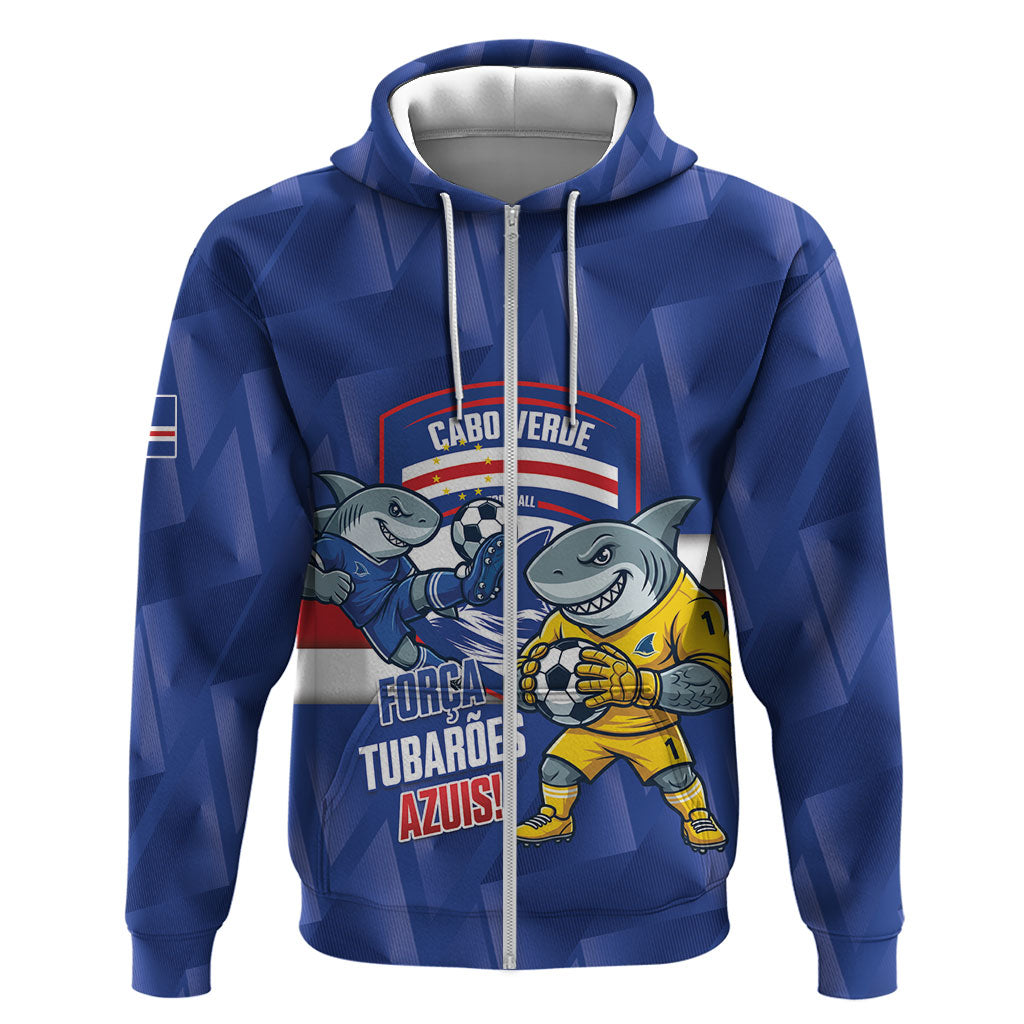Cabo Verde Football 2026 Custom Hoodie Forca Tubaroes Azuis