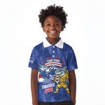Cabo Verde Football 2026 Custom Kid Polo Shirt Forca Tubaroes Azuis