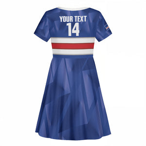Cabo Verde Football 2026 Custom Kid Short Sleeve Dress Forca Tubaroes Azuis