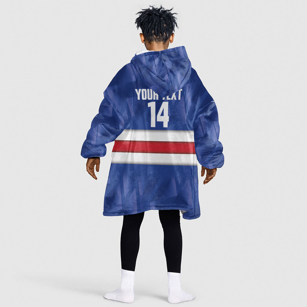 Cabo Verde Football 2026 Custom Kid Wearable Blanket Hoodie Forca Tubaroes Azuis