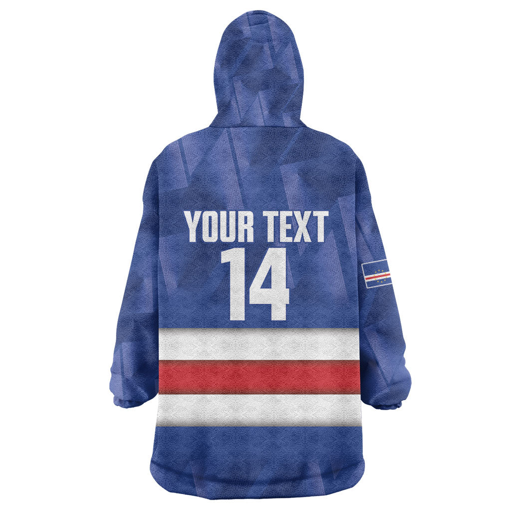 Cabo Verde Football 2026 Custom Kid Wearable Blanket Hoodie Forca Tubaroes Azuis