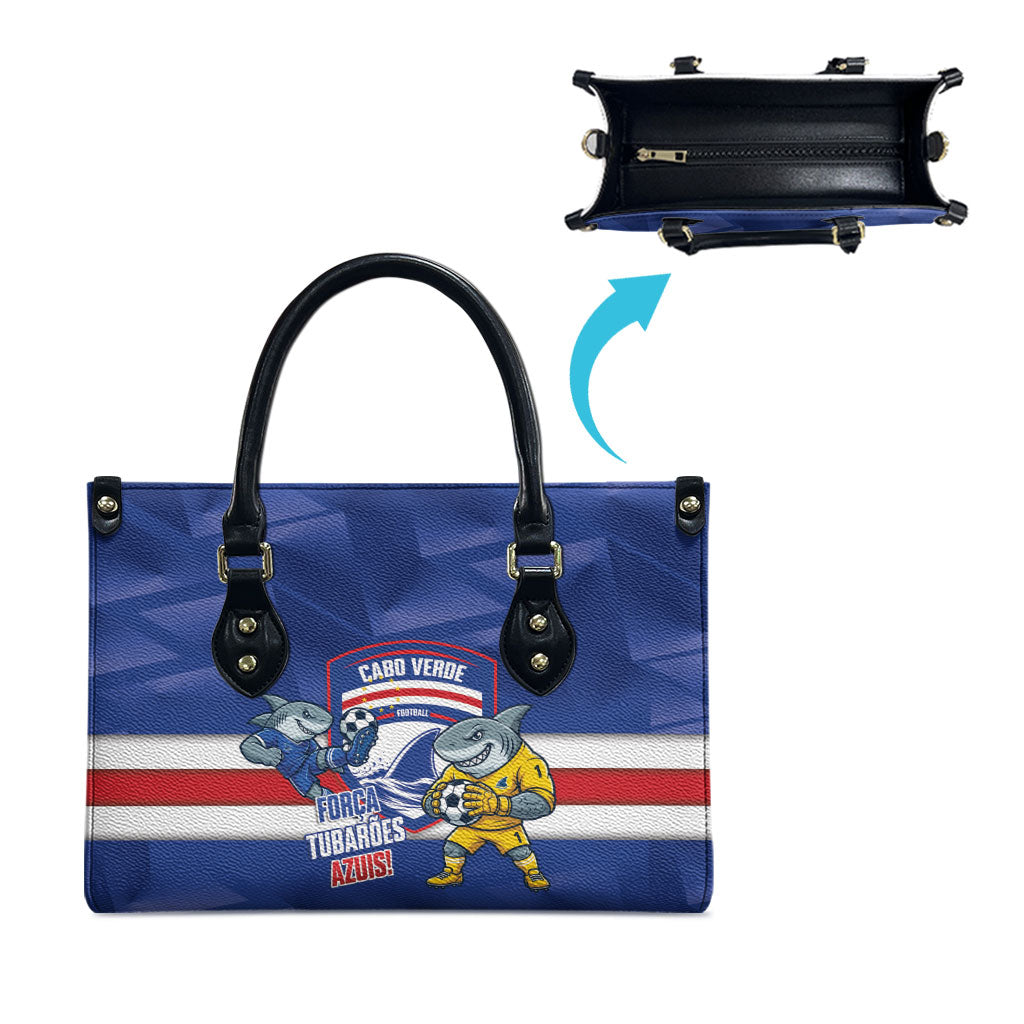 Cabo Verde Football 2026 Leather Bag Forca Tubaroes Azuis