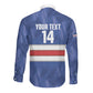 Cabo Verde Football 2026 Custom Long Sleeve Button Shirt Forca Tubaroes Azuis