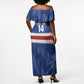 Cabo Verde Football 2026 Custom Off Shoulder Maxi Dress Forca Tubaroes Azuis