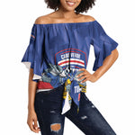 Cabo Verde Football 2026 Custom Off Shoulder Wrap Waist Top Forca Tubaroes Azuis