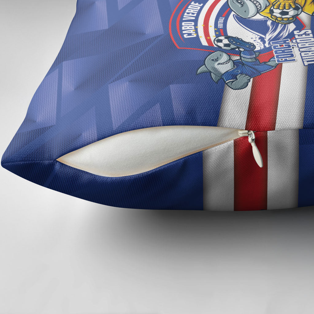 Cabo Verde Football 2026 Pillow Cover Forca Tubaroes Azuis