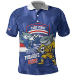 Cabo Verde Football 2026 Custom Polo Shirt Forca Tubaroes Azuis