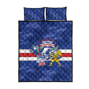Cabo Verde Football 2026 Quilt Bed Set Forca Tubaroes Azuis