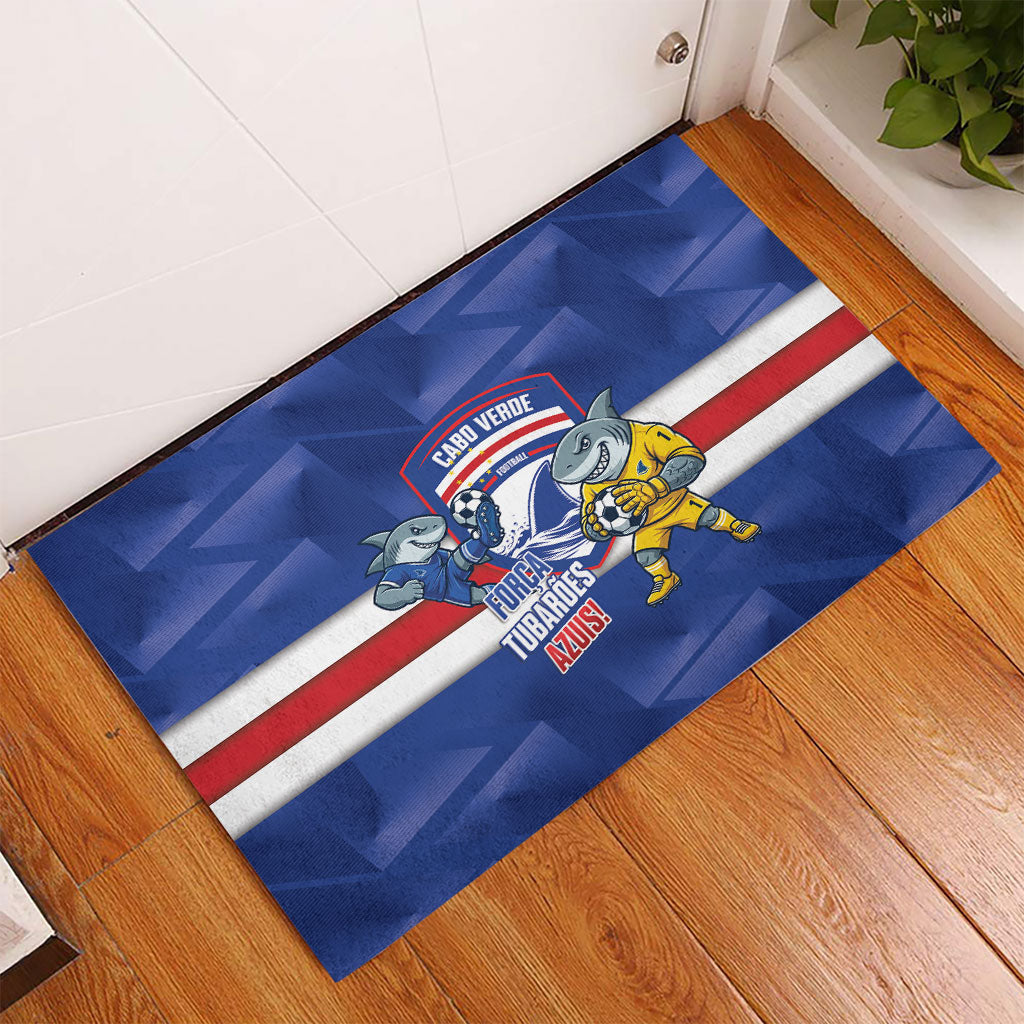 Cabo Verde Football 2026 Rubber Doormat Forca Tubaroes Azuis