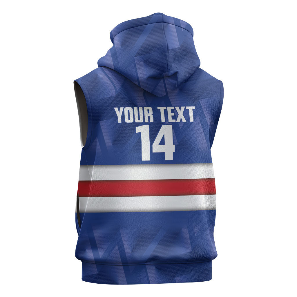 Cabo Verde Football 2026 Custom Sleeveless Zip Hoodie Forca Tubaroes Azuis