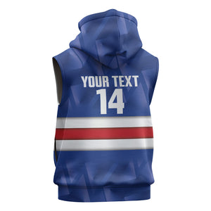 Cabo Verde Football 2026 Custom Sleeveless Zip Hoodie Forca Tubaroes Azuis