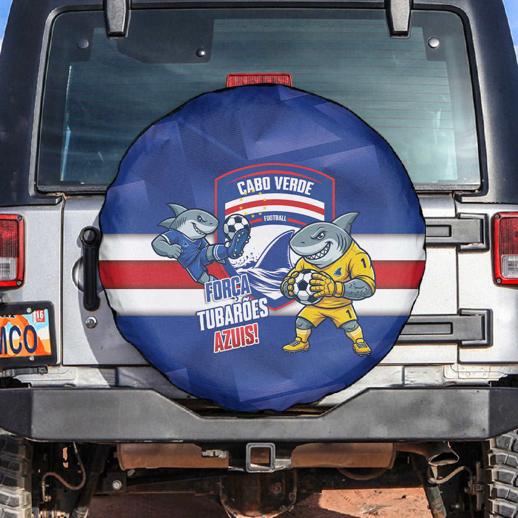Cabo Verde Football 2026 Spare Tire Cover Forca Tubaroes Azuis