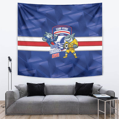 Cabo Verde Football 2026 Tapestry Forca Tubaroes Azuis