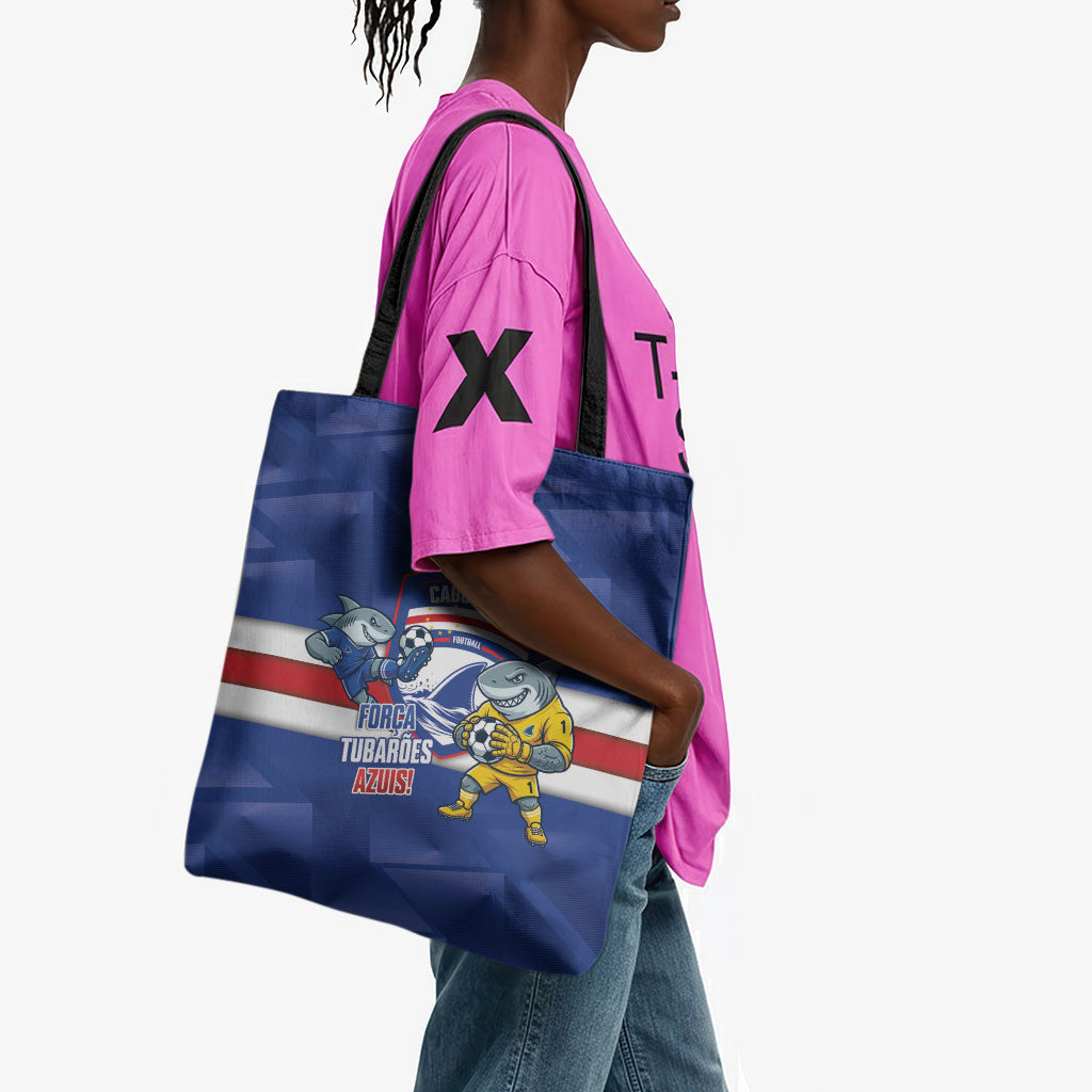 Cabo Verde Football 2026 Tote Bag Forca Tubaroes Azuis