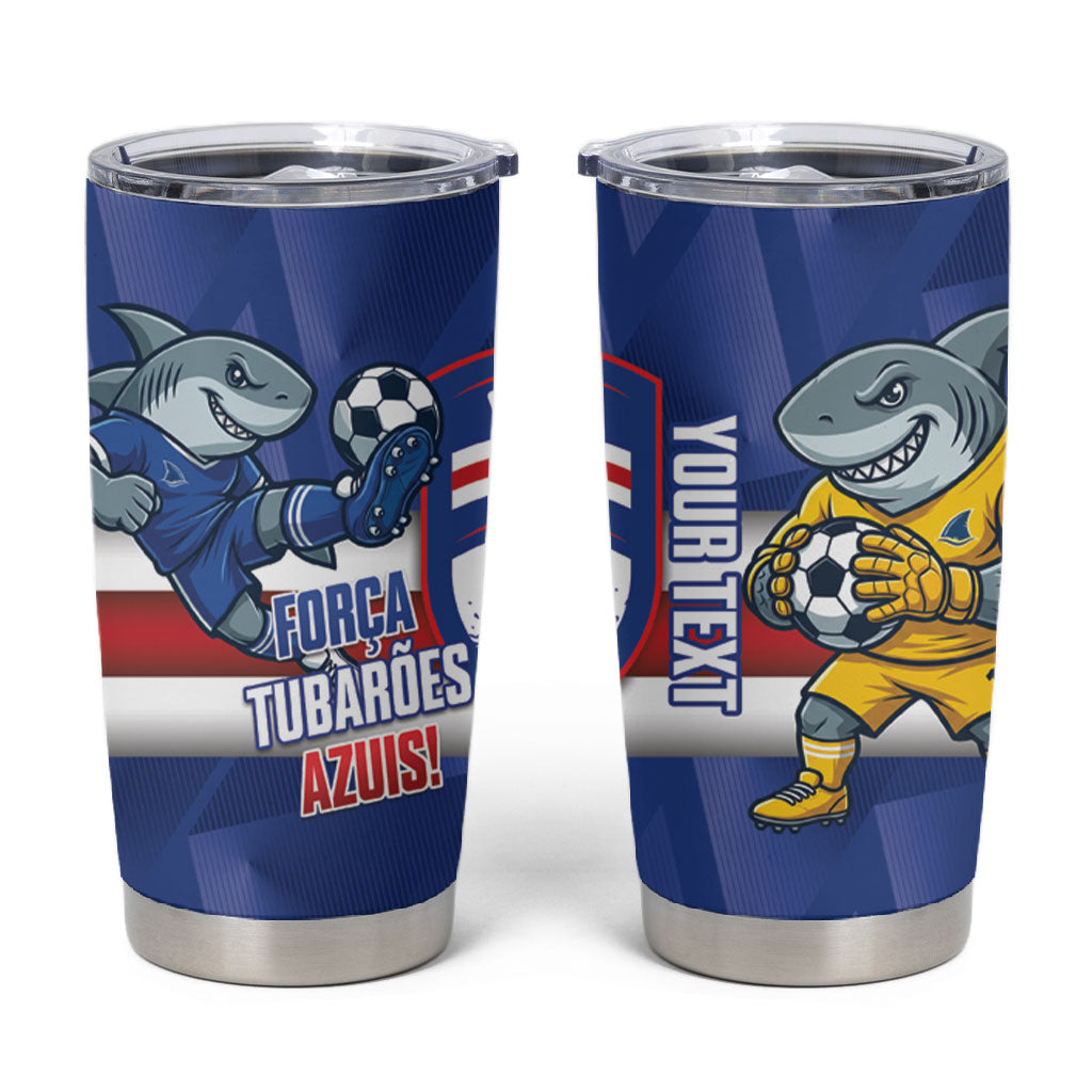 Cabo Verde Football 2026 Custom Tumbler Cup Forca Tubaroes Azuis