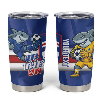 Cabo Verde Football 2026 Custom Tumbler Cup Forca Tubaroes Azuis