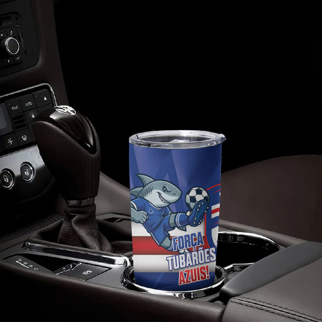Cabo Verde Football 2026 Custom Tumbler Cup Forca Tubaroes Azuis