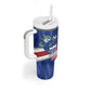 Cabo Verde Football 2026 Custom Tumbler With Handle Forca Tubaroes Azuis