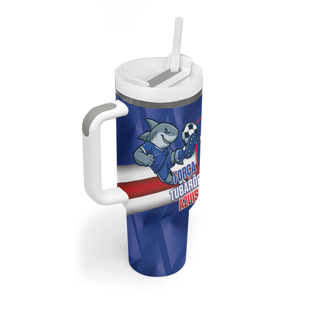 Cabo Verde Football 2026 Custom Tumbler With Handle Forca Tubaroes Azuis
