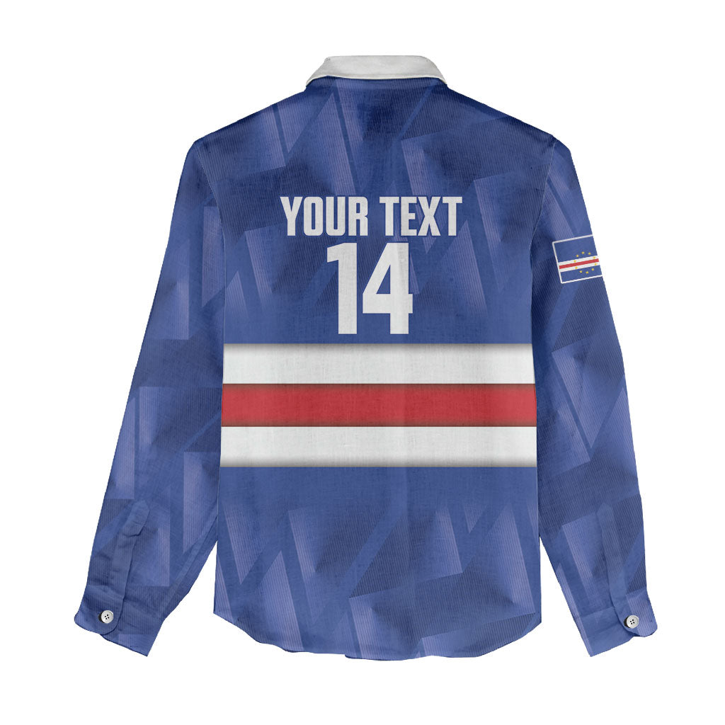 Cabo Verde Football 2026 Custom Women Casual Shirt Forca Tubaroes Azuis