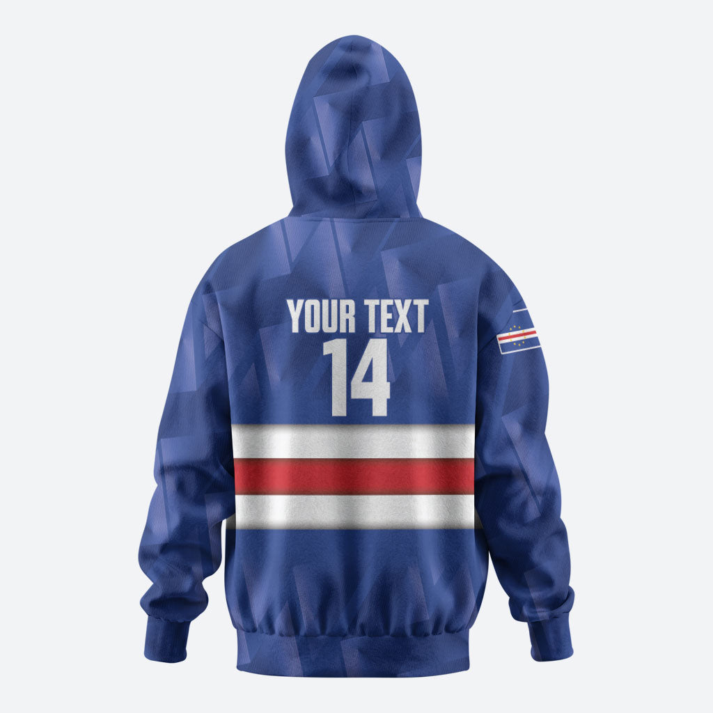 Cabo Verde Football 2026 Custom Zip Hoodie Forca Tubaroes Azuis