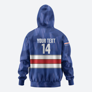 Cabo Verde Football 2026 Custom Zip Hoodie Forca Tubaroes Azuis