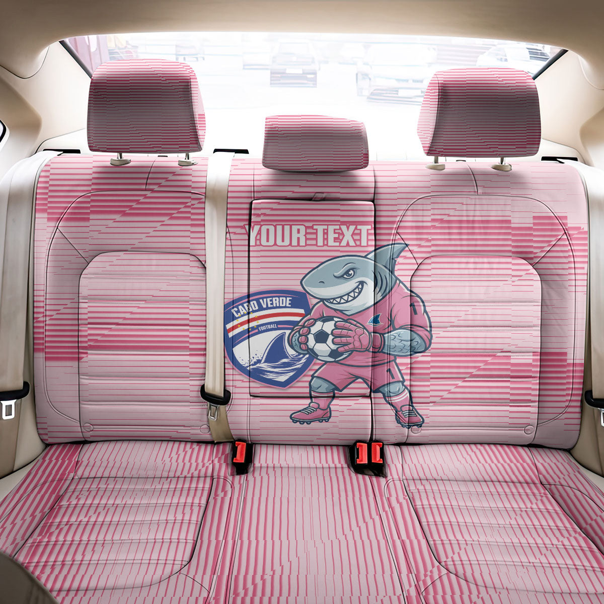 Cabo Verde Football 2026 Custom Back Car Seat Cover Tubaroes Azuis Goalkeeper Pink Jersey