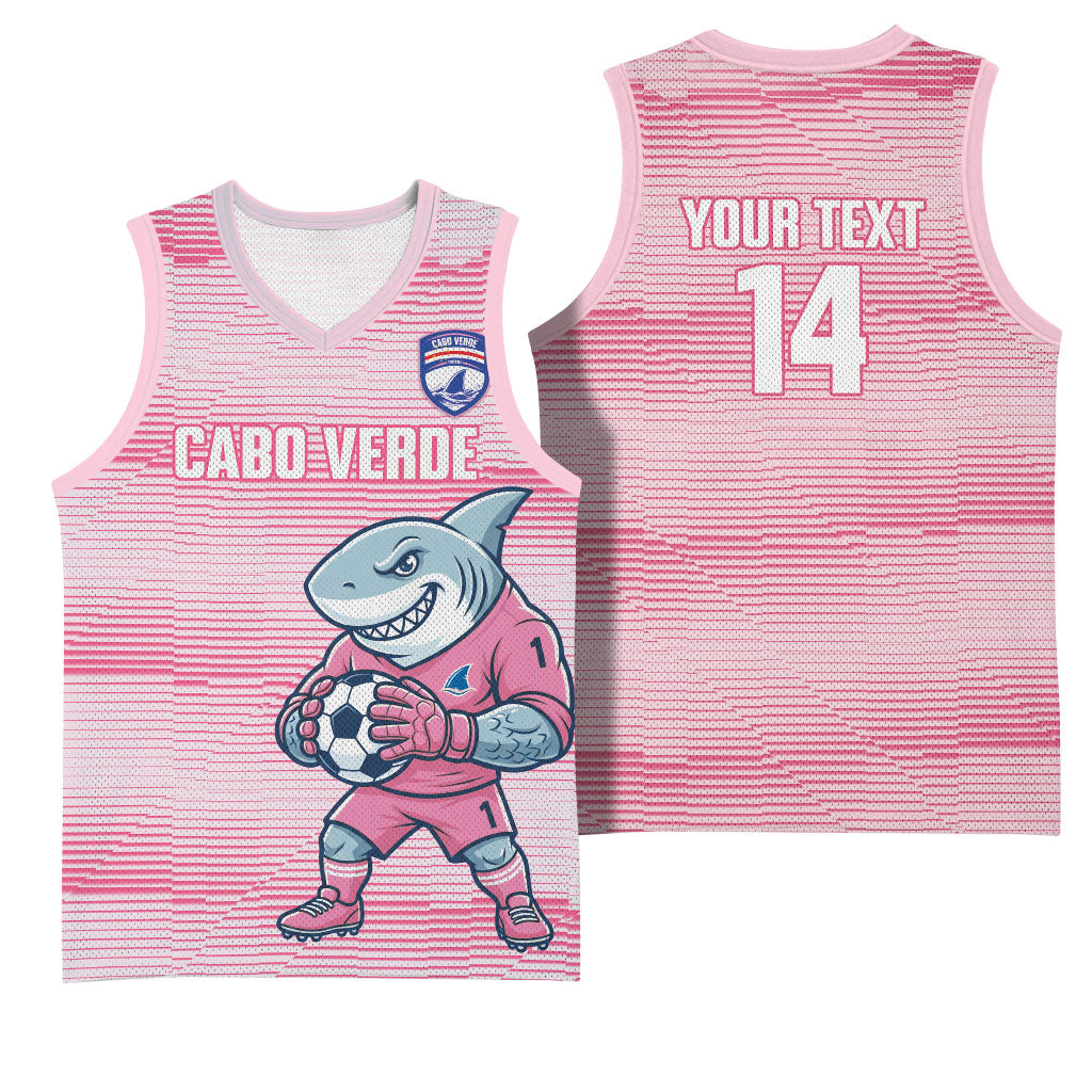 Cabo Verde Football 2026 Custom Basketball Jersey Tubaroes Azuis Goalkeeper Pink Jersey