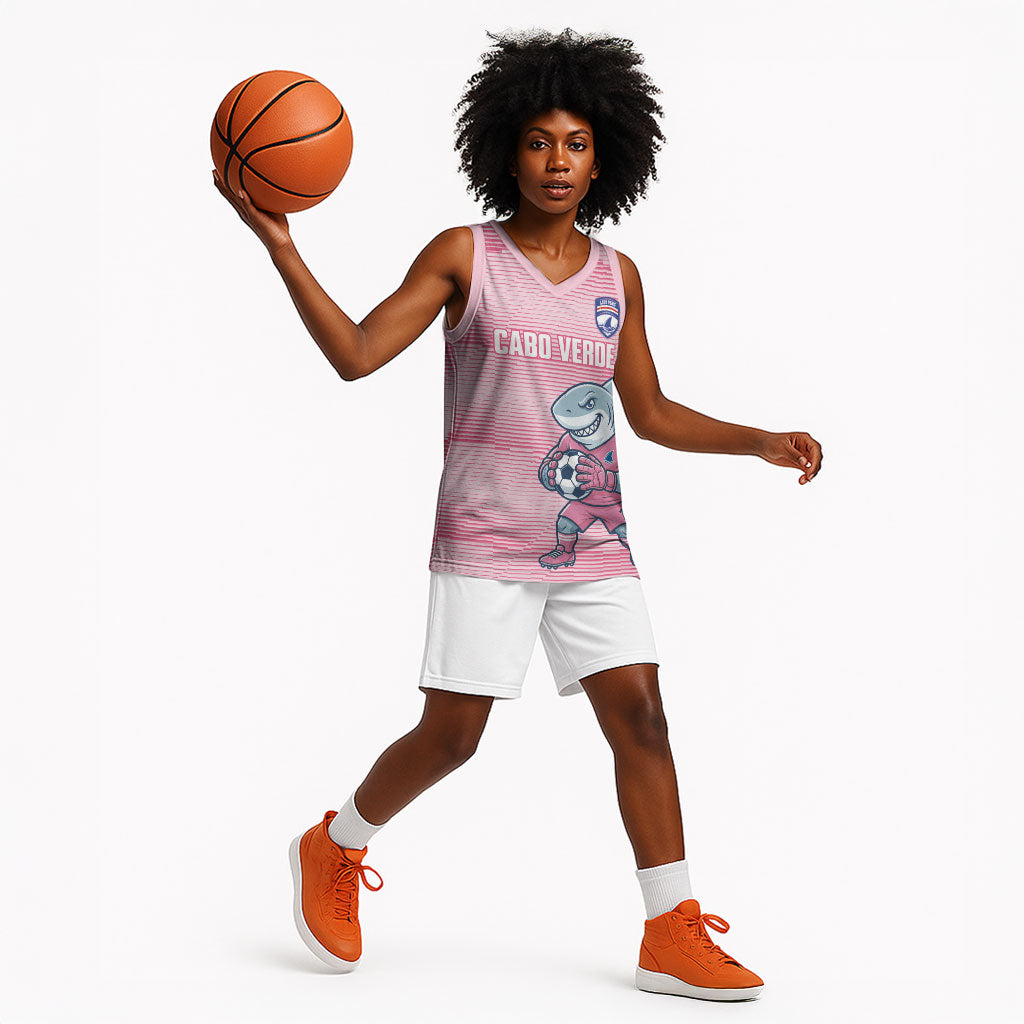 Cabo Verde Football 2026 Custom Basketball Jersey Tubaroes Azuis Goalkeeper Pink Jersey
