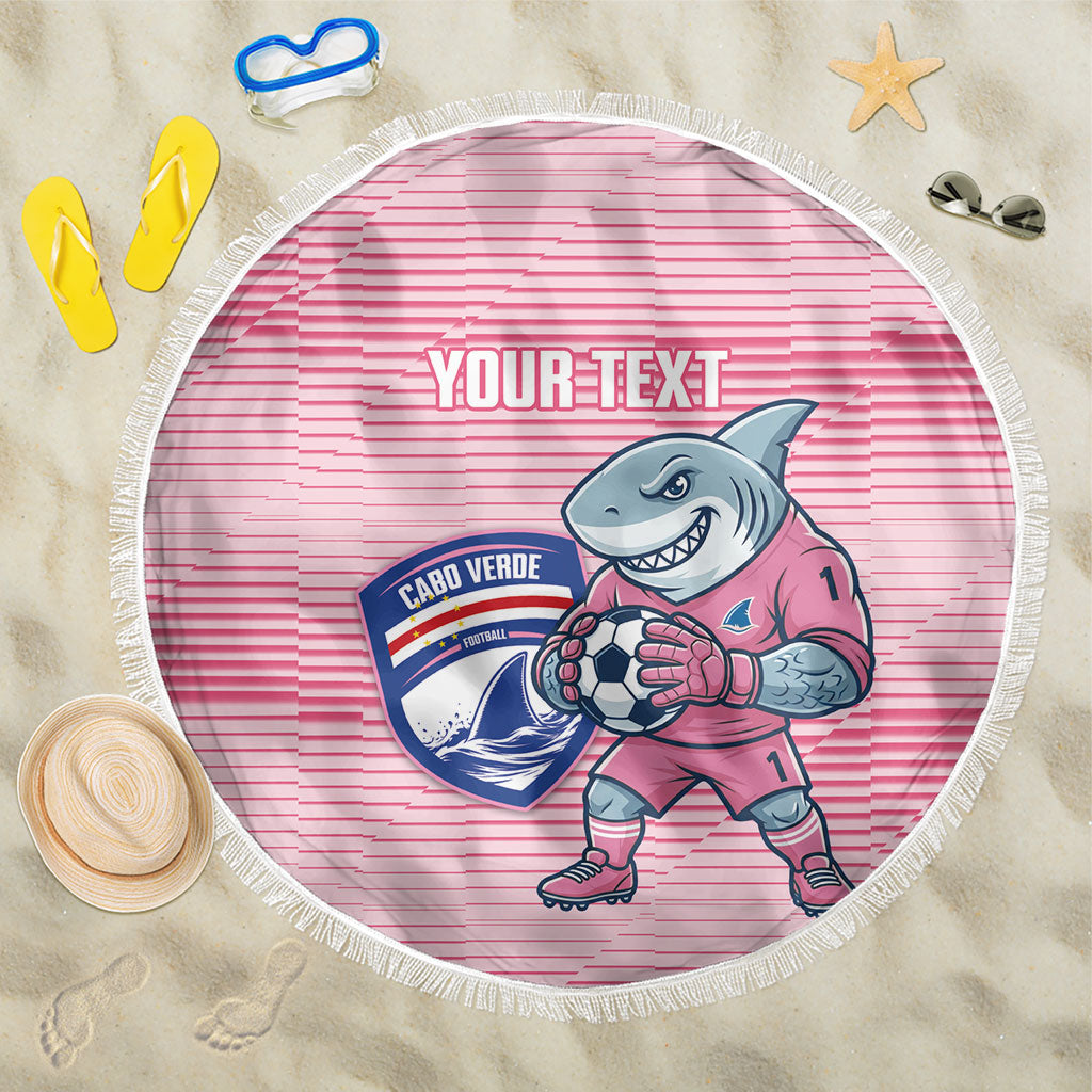 Cabo Verde Football 2026 Custom Beach Blanket Tubaroes Azuis Goalkeeper Pink Jersey