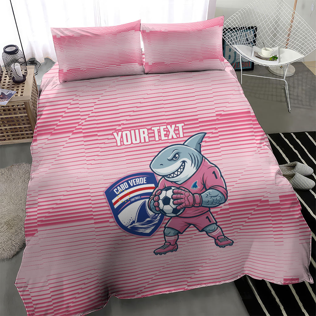 Cabo Verde Football 2026 Custom Bedding Set Tubaroes Azuis Goalkeeper Pink Jersey