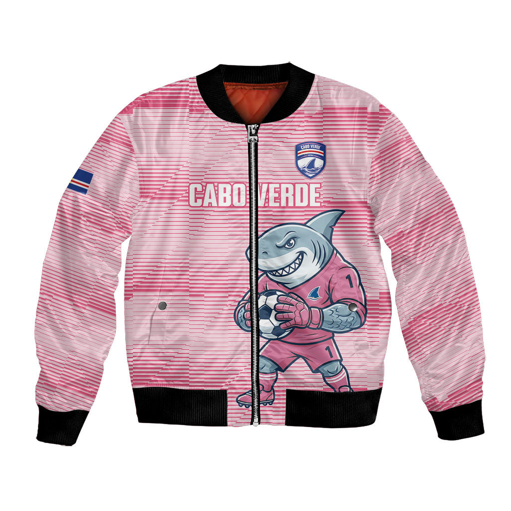 Cabo Verde Football 2026 Custom Bomber Jacket Tubaroes Azuis Goalkeeper Pink Jersey