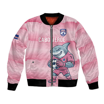 Cabo Verde Football 2026 Custom Bomber Jacket Tubaroes Azuis Goalkeeper Pink Jersey