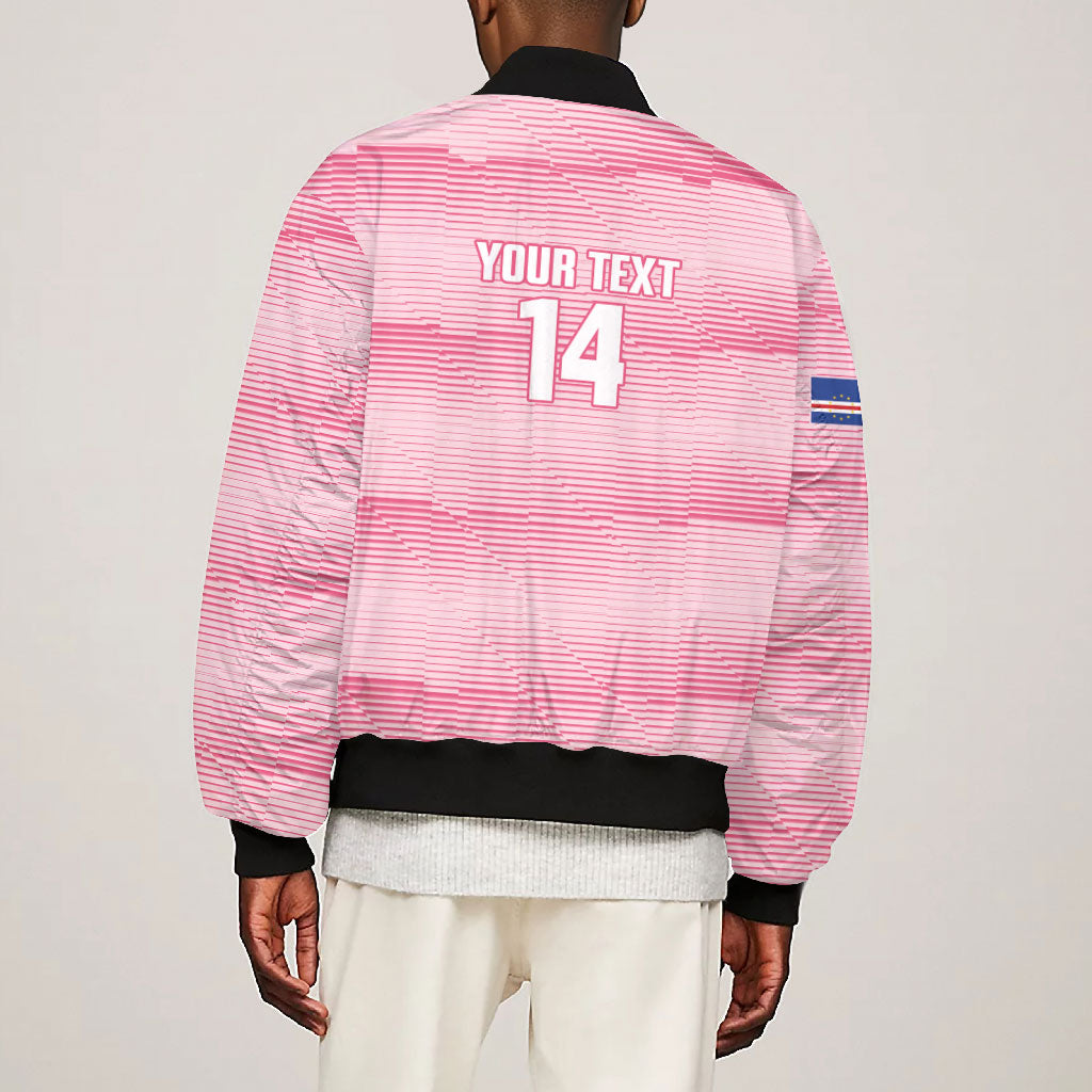 Cabo Verde Football 2026 Custom Bomber Jacket Tubaroes Azuis Goalkeeper Pink Jersey