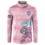 Cabo Verde Football 2026 Custom Button Sweatshirt Tubaroes Azuis Goalkeeper Pink Jersey