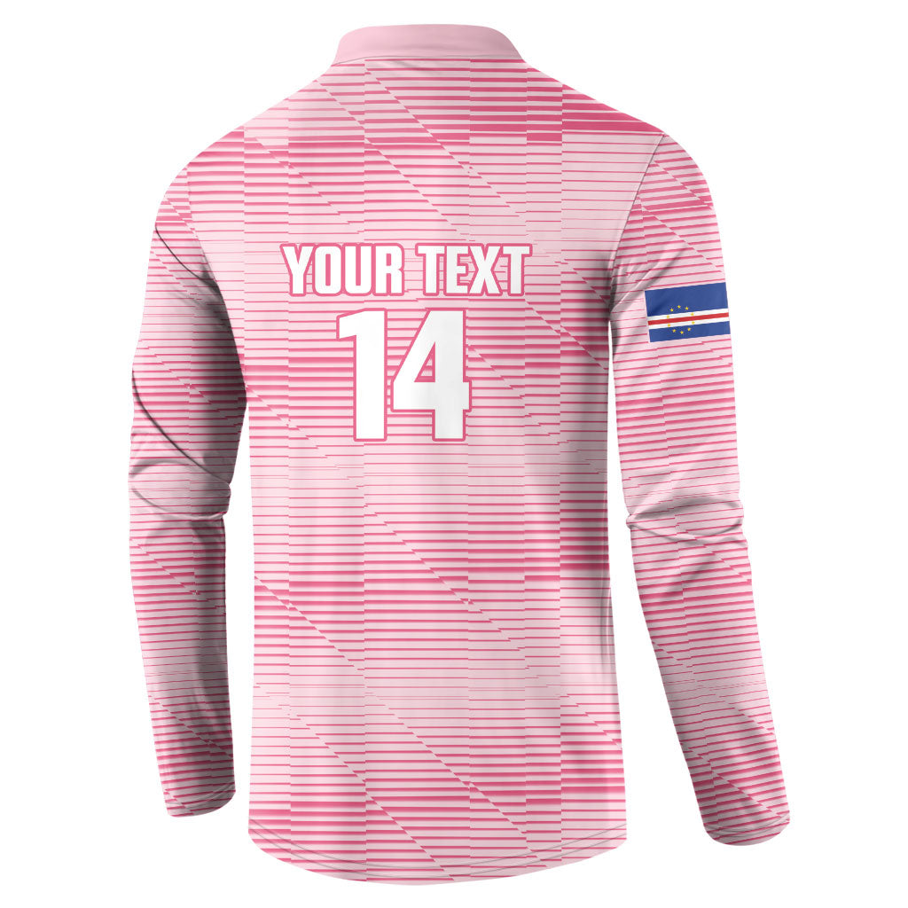 Cabo Verde Football 2026 Custom Button Sweatshirt Tubaroes Azuis Goalkeeper Pink Jersey