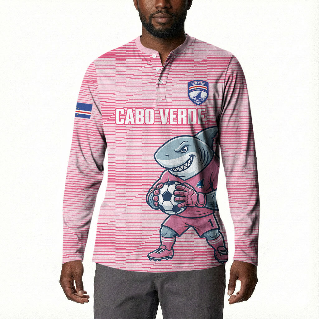 Cabo Verde Football 2026 Custom Button Sweatshirt Tubaroes Azuis Goalkeeper Pink Jersey