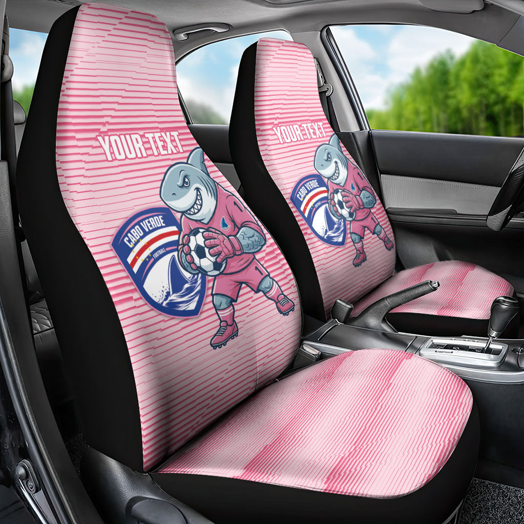 Cabo Verde Football 2026 Custom Car Seat Cover Tubaroes Azuis Goalkeeper Pink Jersey