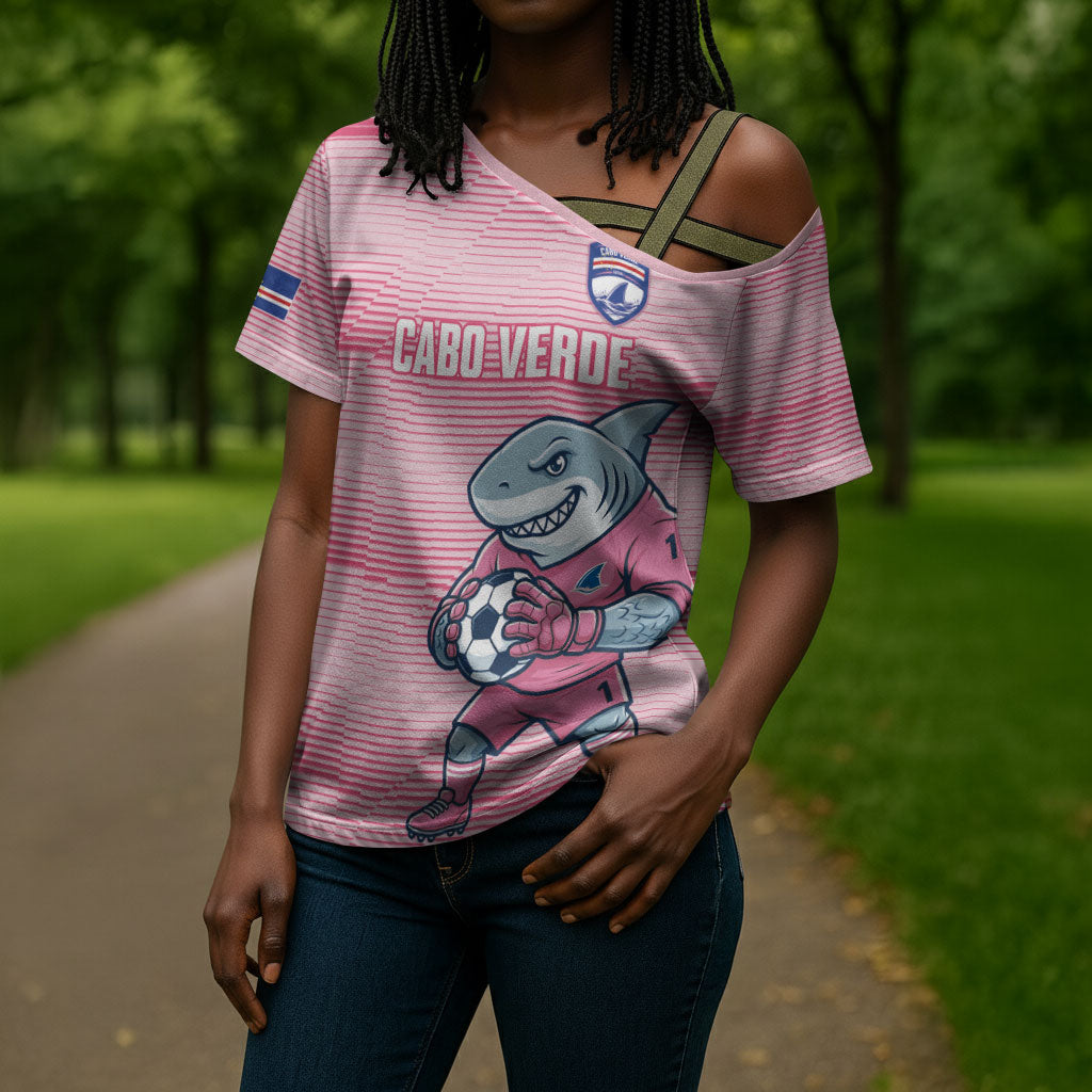 Cabo Verde Football 2026 Custom Cross Shoulder Shirt Tubaroes Azuis Goalkeeper Pink Jersey
